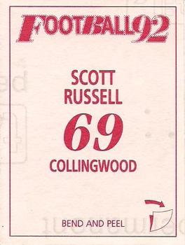 1992 Select AFL Stickers #69 Scott Russell Back